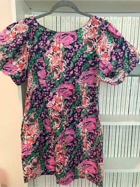 MELLODAY Floral Mini Dress in Pink, Green, Navy and Coral